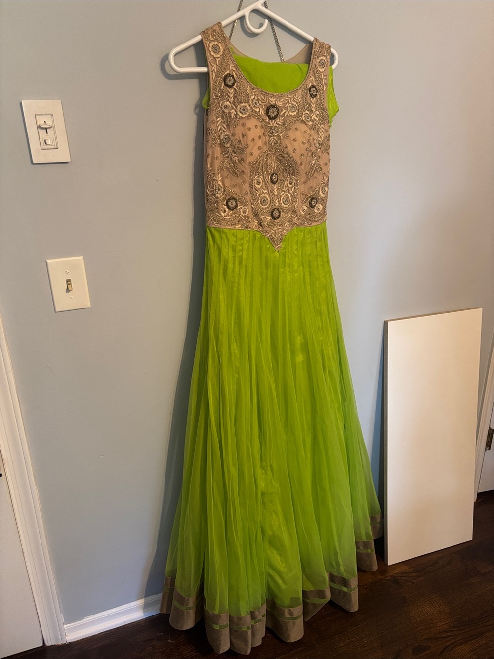 Lime Green Embellished Sleeveless Maxi Dress